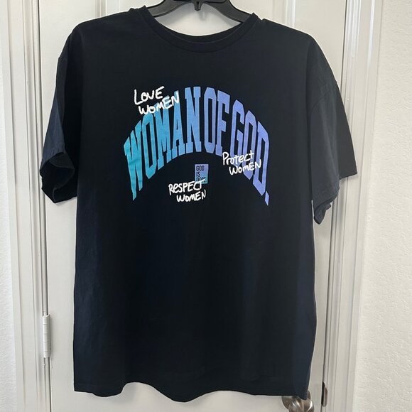 Gildan 2XL Heavy Cotton Black T-Shirt With "Woman Of God" & Inspirational Text D - Picture 1 of 6
